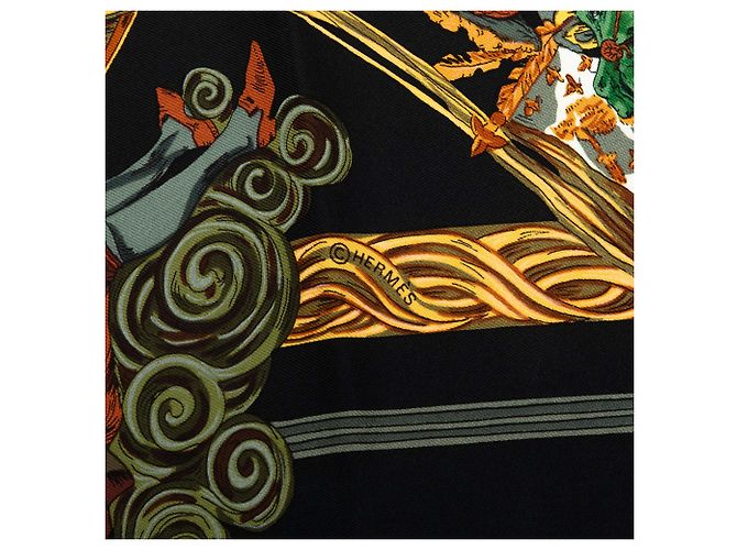 Pañuelo de seda Hermès Black Au Fil De La Soie 90 Negro - vista 5