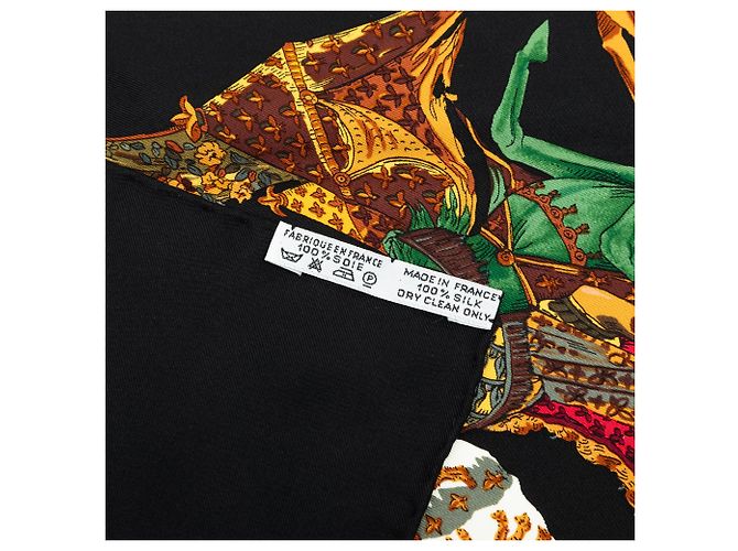 Pañuelo de seda Hermès Black Au Fil De La Soie 90 Negro - vista 6
