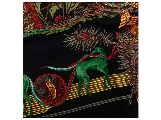 Pañuelo de seda Hermès Black Au Fil De La Soie 90 Negro - vista 7