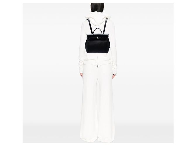 Hermès Herbag PM Rucksack aus schwarzem Toile - Ansicht 6