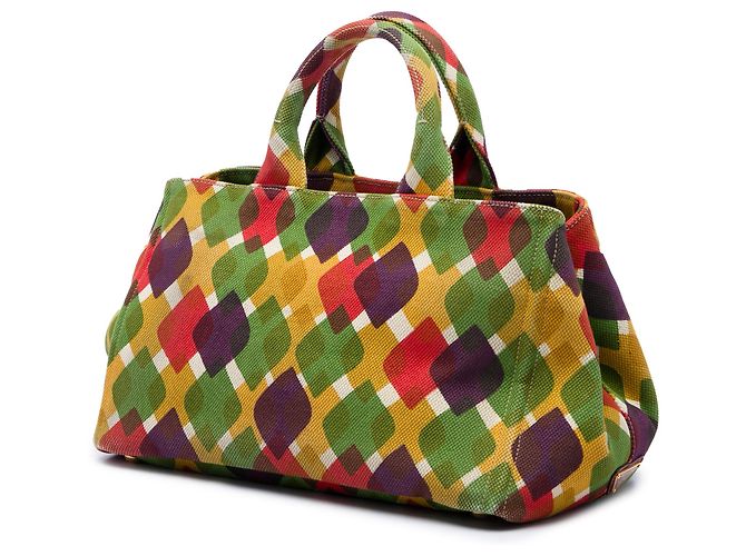 Prada Multi Canvas Canapa Stampata Tote Multicolor - vista 2