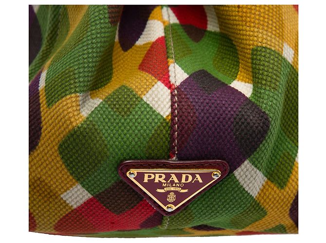 Prada Multi Canvas Canapa Stampata Tote Multicolor - vista 4