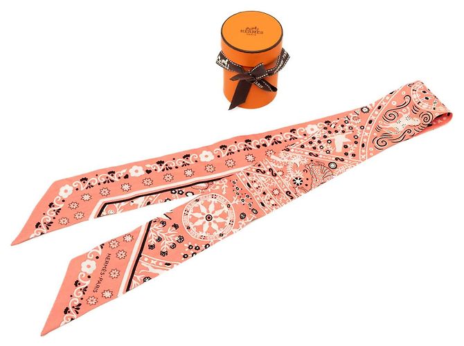 Lenço de seda Twilly Hermès Pink Peuple du Vent Rosa - vista 5