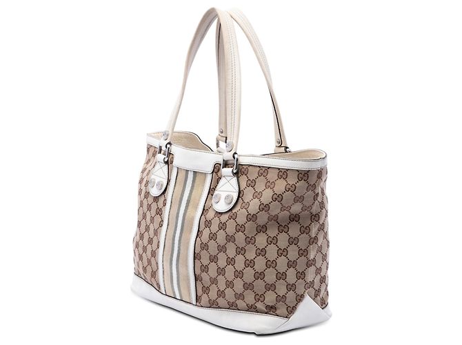 Gucci Beige Small GG Canvas Web Libeccio Sunset Tote Bege - vista 2