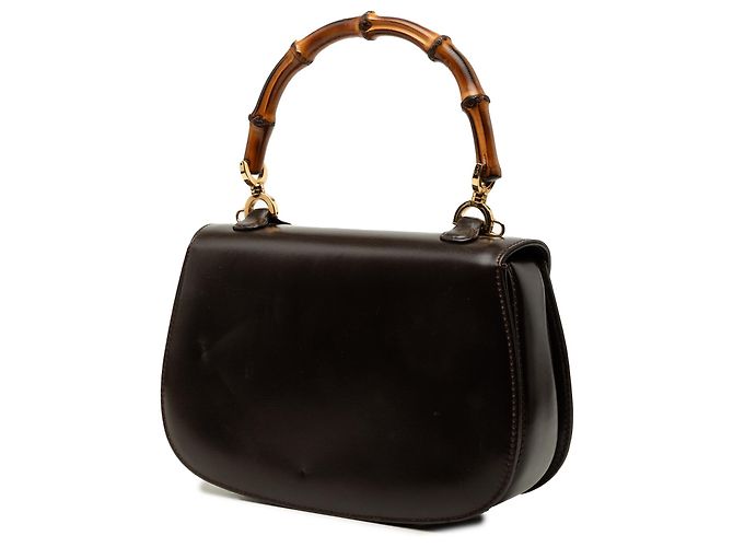 Gucci Brown Small Calfskin Bamboo Night Marrone Marrone scuro - vista 2