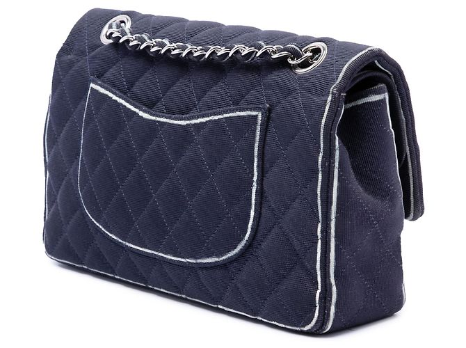 Chanel Blue Medium Classic Printed Grosgrain Double Flap Blau - Ansicht 2