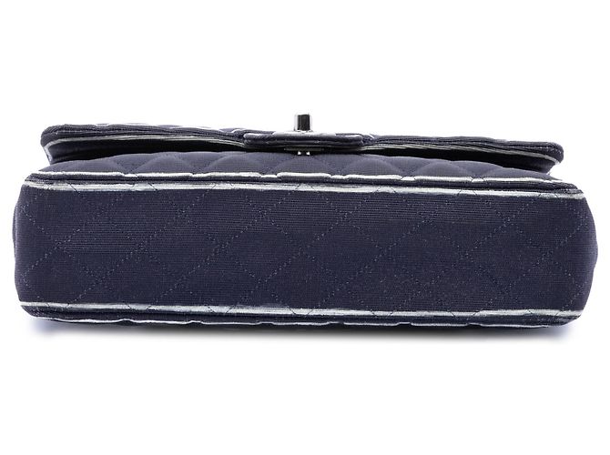 Chanel Blue Medium Classic Printed Grosgrain Double Flap Blau - Ansicht 3