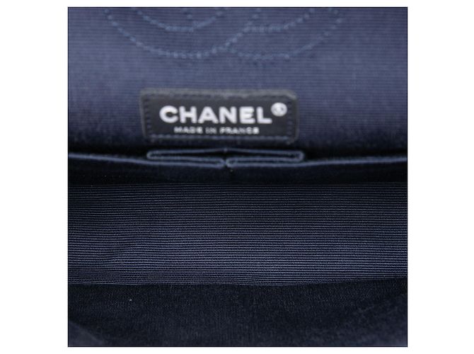 Chanel Blue Medium Classic Printed Grosgrain Double Flap Blau - Ansicht 4