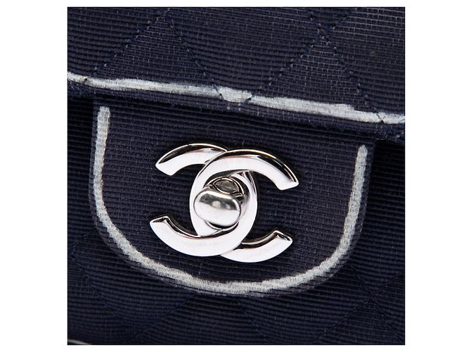 Chanel Blue Medium Classic Printed Grosgrain Double Flap Blau - Ansicht 5