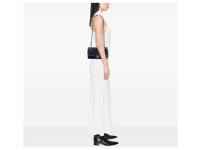 Chanel Blue Medium Classic Printed Grosgrain Double Flap Blau - Ansicht 6