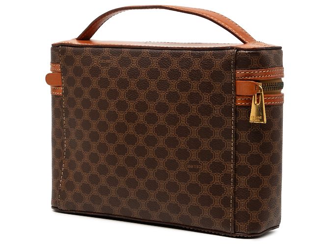Céline Bolsa de Maquilhagem Celine Brown Macadam Coated Canvas Marrom - vista 2