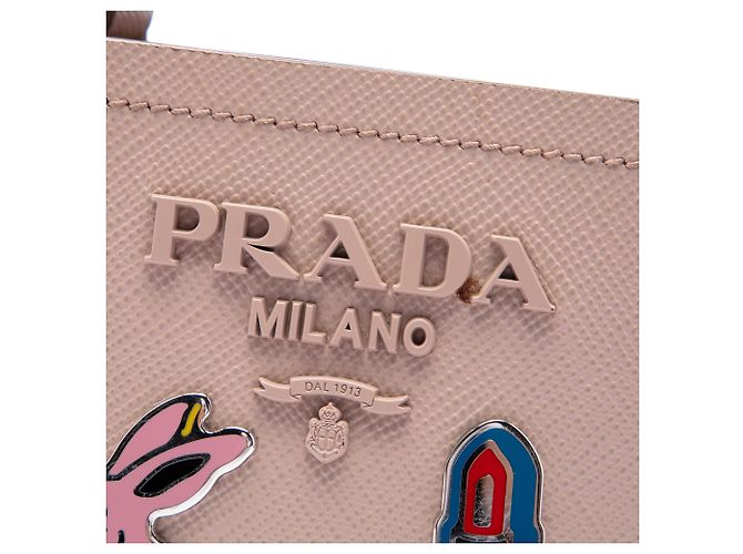 Borsa Satchel Prada Brown Small Saffiano Cuir Smalto Panier Marrone Carne - vista 5