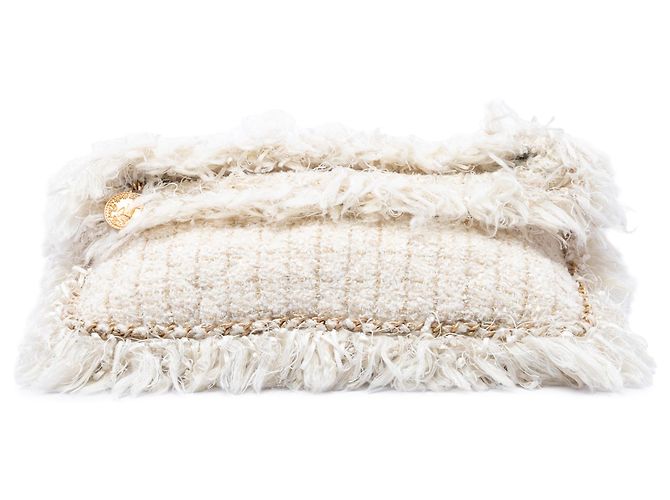 Clutch Chanel Brown Paris Cosmopolite in Tweed con Frange Marrone Beige - vista 3