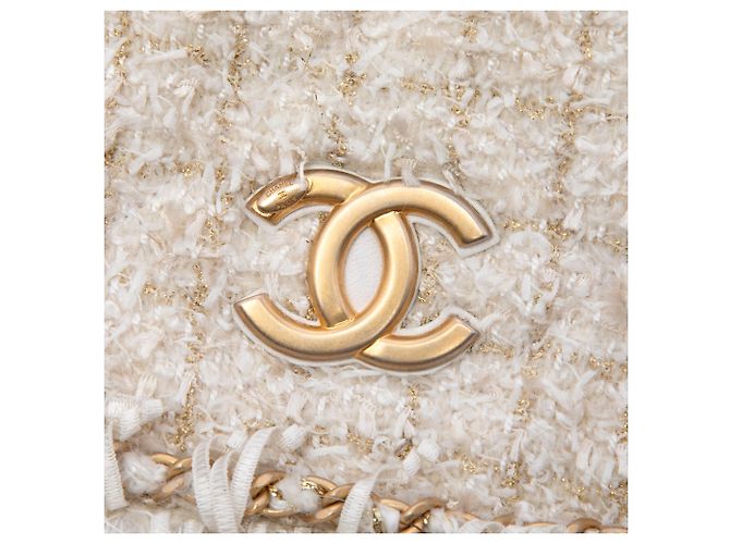 Clutch Chanel Brown Paris Cosmopolite in Tweed con Frange Marrone Beige - vista 5