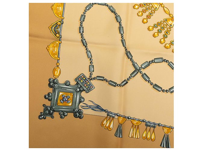 Lenço de seda Hermès Beige Parures des Sables 90 Bege - vista 4