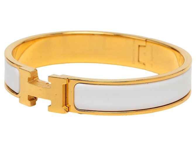 Bracelete Clic H PM em esmalte branco Hermès - vista 2