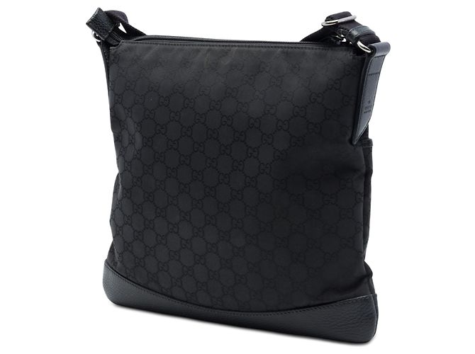 Borsa Messenger Piatta Gucci in Nylon GG Nero - vista 2