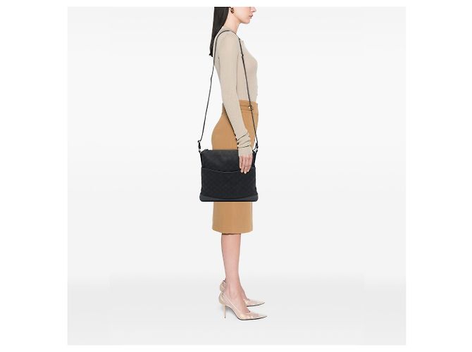 Borsa Messenger Piatta Gucci in Nylon GG Nero - vista 6