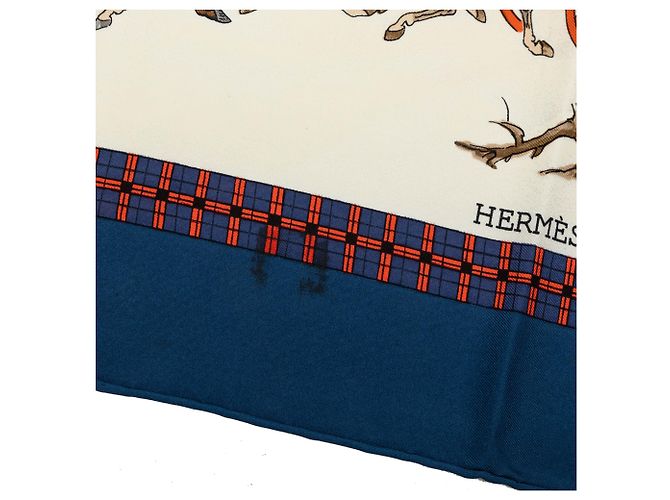 Hermès White L Hiver en Poste Seidentuch 90 Weiß - Ansicht 4