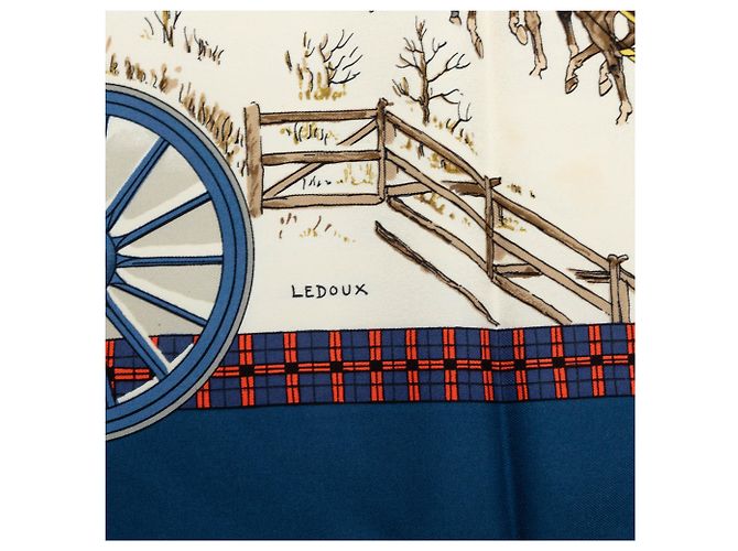 Hermès White L Hiver en Poste Seidentuch 90 Weiß - Ansicht 6