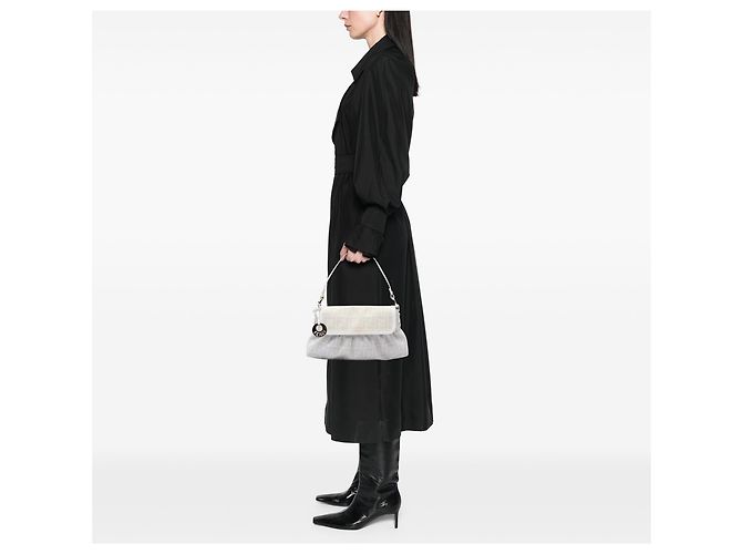 Borsa a tracolla Fendi Small Zucca in tela rivestita marrone modello Chef - vista 6
