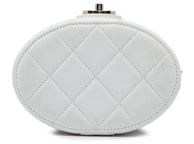 Chanel Vanity Case Elegante in Lambskin Bianco con Catena CC - vista 3