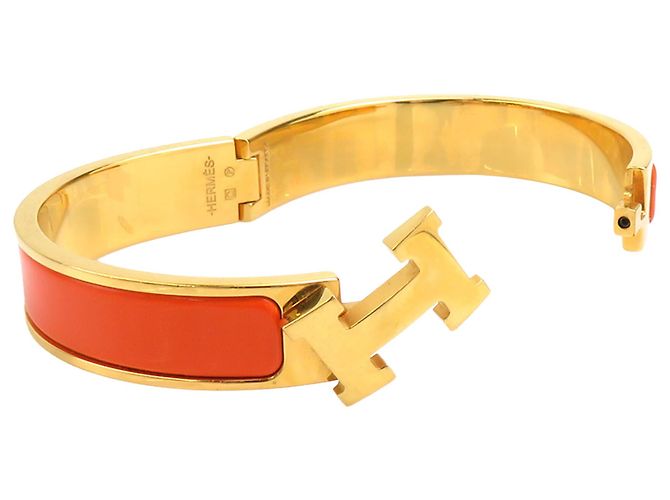 Pulsera Clic H PM de esmalte naranja Hermès Narrow - vista 6