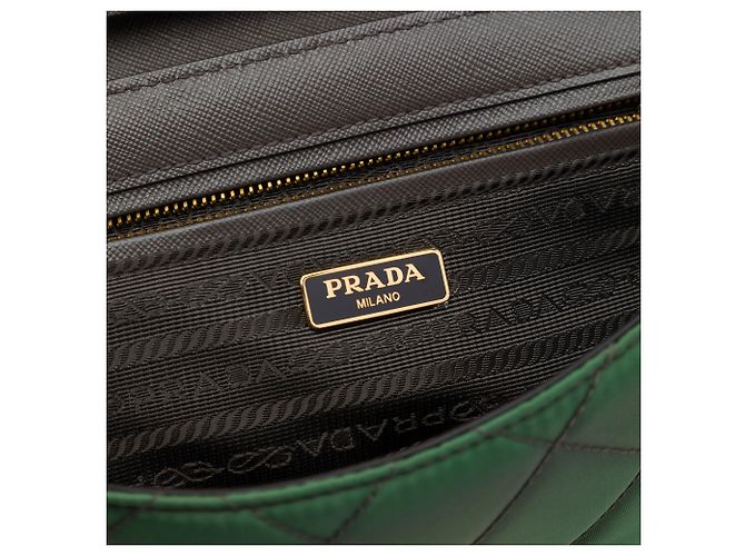 Prada Bolso Bandolera de Tessuto Verde Impuntu con Cadena - vista 5