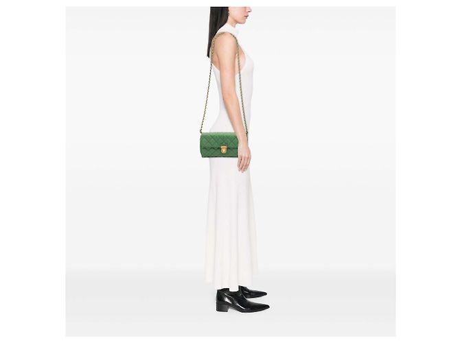 Prada Bolso Bandolera de Tessuto Verde Impuntu con Cadena - vista 6