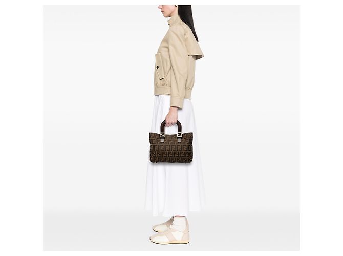 Fendi Twins Small Shopper aus Zucca-Canvas in Braun - Ansicht 6