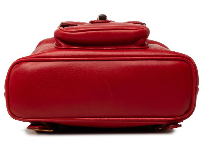 Bamboo Zaino in pelle di vitello rossa con coulisse e bambù Gucci Rosso - vista 3