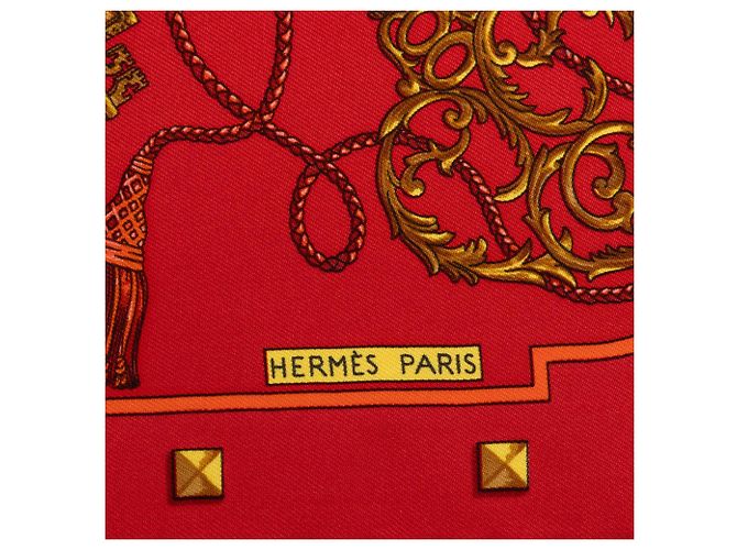 Pañuelo de seda Hermès Red Les Cles Roja - vista 3