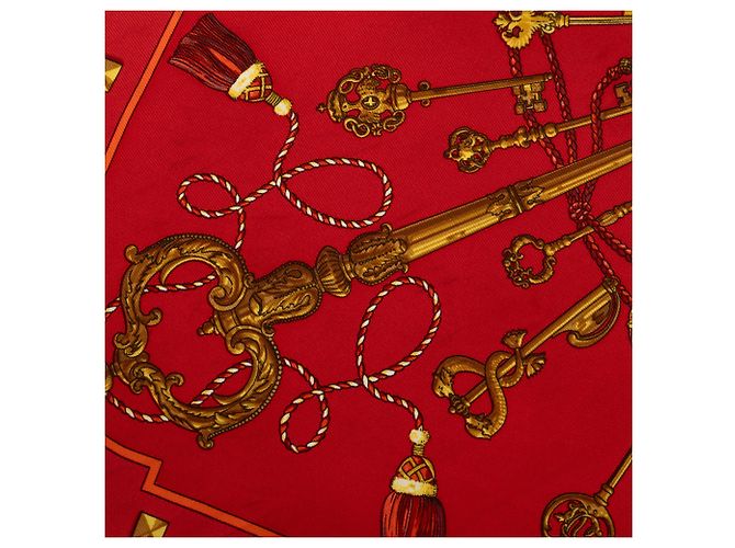 Pañuelo de seda Hermès Red Les Cles Roja - vista 4