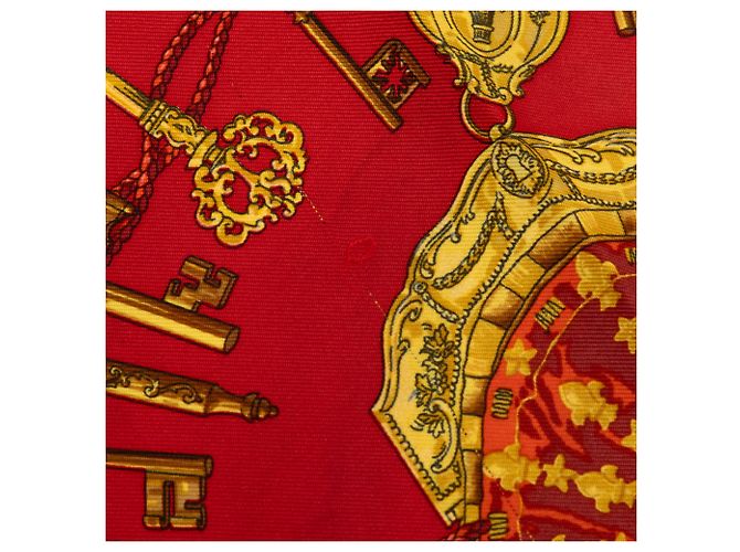 Pañuelo de seda Hermès Red Les Cles Roja - vista 5