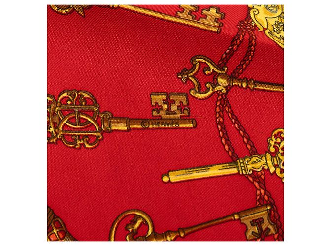 Pañuelo de seda Hermès Red Les Cles Roja - vista 6