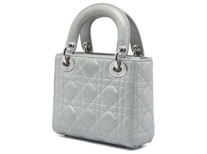 Autre Marque Dior Silver Mini Iridescent Lambskin Cannage Lady Dior Plata - vista 2