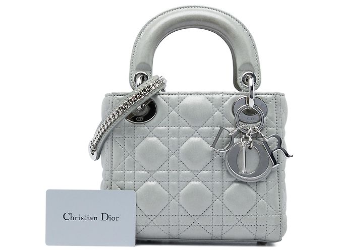 Autre Marque Dior Silver Mini Iridescent Lambskin Cannage Lady Dior Plata - vista 6