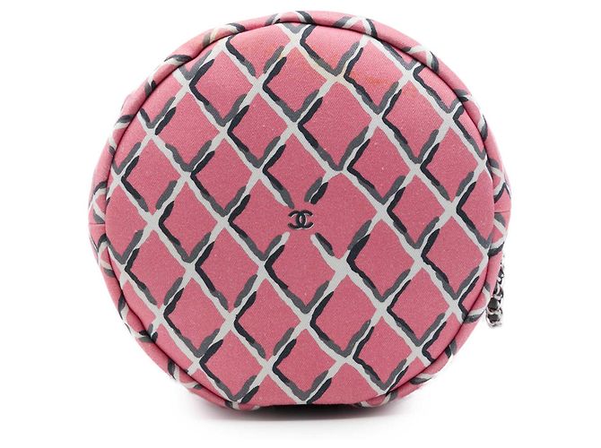 Borsa a tracolla con coulisse Chanel Coco Beach in tela stampata rosa - vista 3