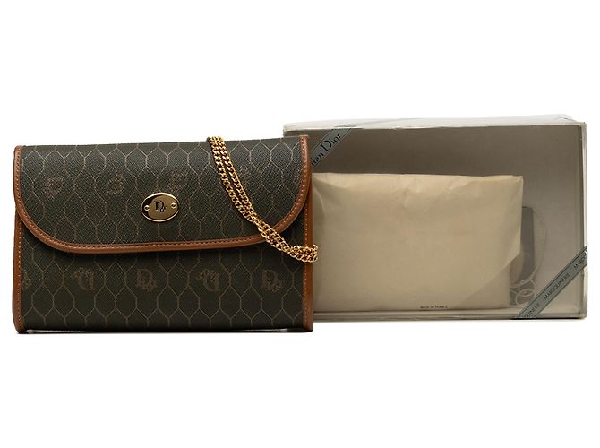 Borsa a tracolla Dior in tela rivestita Honeycomb nera con catena Nero - vista 7