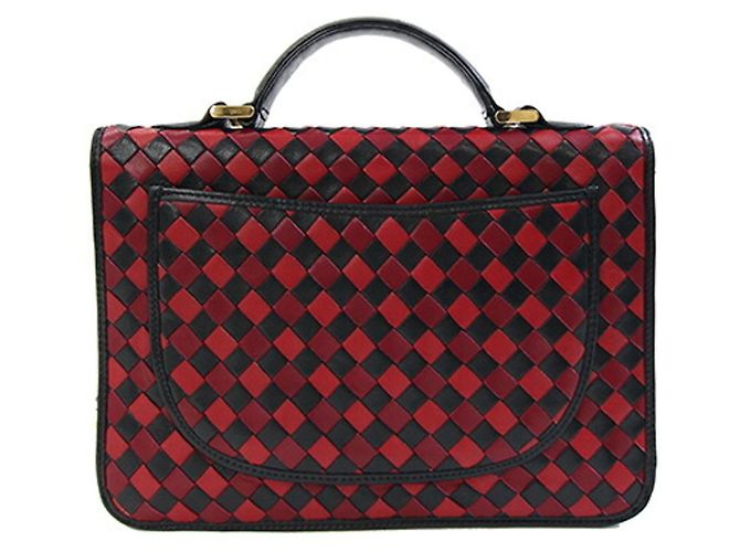 Bally Vintage Lederhandtasche Schwarz Rot - Ansicht 2