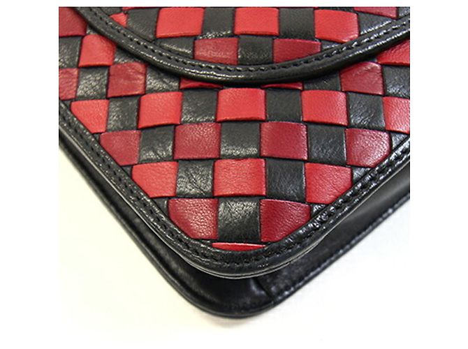 Bally Vintage Lederhandtasche Schwarz Rot - Ansicht 5