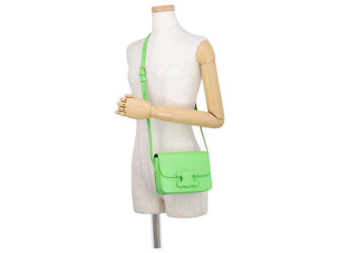 Triomphe Céline Borsa a tracolla Celine in pelle verde chiaro - vista 4