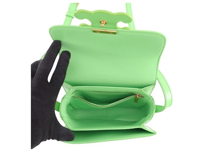 Triomphe Céline Borsa a tracolla Celine in pelle verde chiaro - vista 5