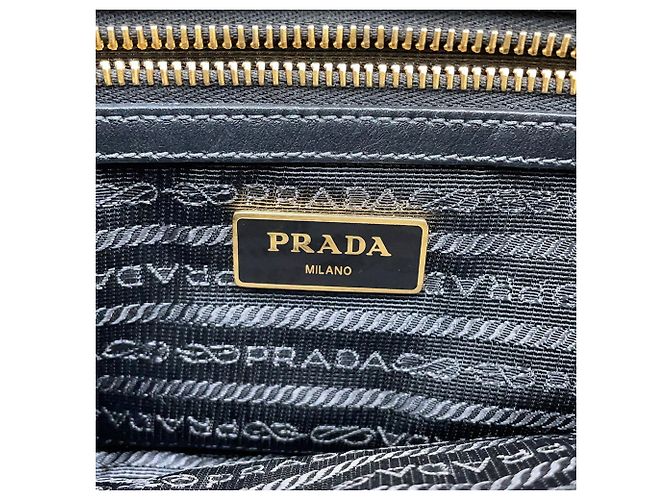 Bolsa de mão Prada preta em couro e tela jacquard Preto - vista 11