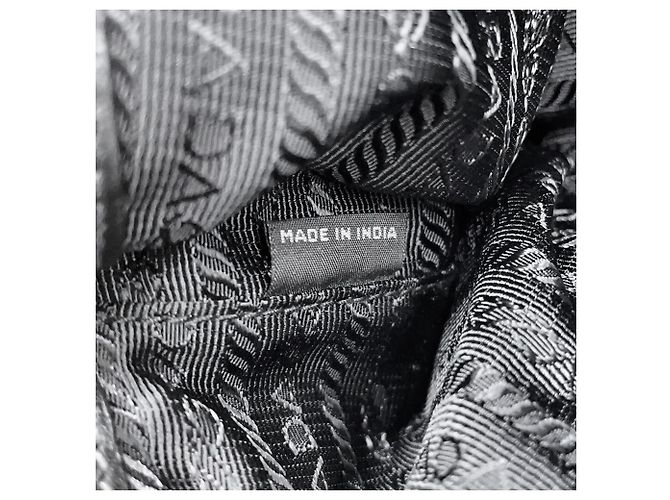 Bolsa de mão Prada preta em couro e tela jacquard Preto - vista 13