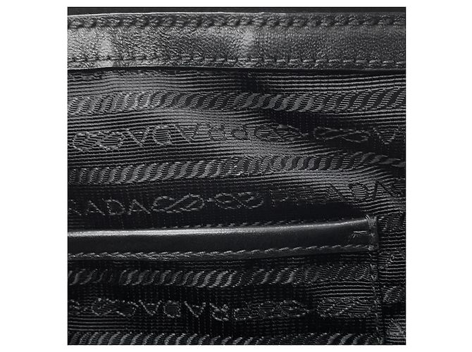 Bolsa de mão Prada preta em couro e tela jacquard Preto - vista 8