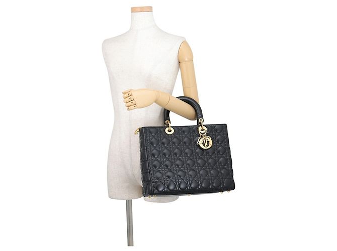Borsa a mano 2-way Christian Dior Lady Cannage Large Nero - vista 4
