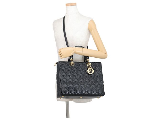 Borsa a mano 2-way Christian Dior Lady Cannage Large Nero - vista 5