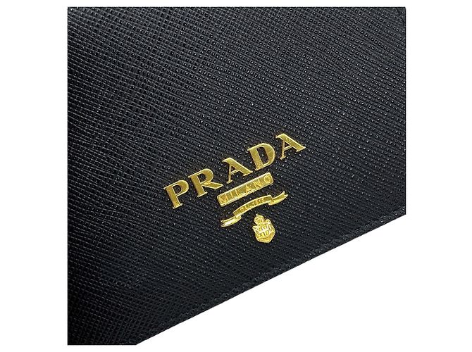 Prada Bi-Fold Geldbörse aus Saffiano Leder Schwarz Rot - Ansicht 11
