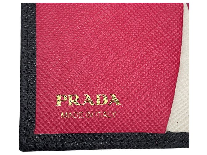 Prada Bi-Fold Geldbörse aus Saffiano Leder Schwarz Rot - Ansicht 12
